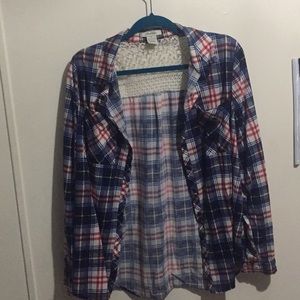 Red, Black, Blue Flannel Top XL